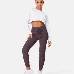 Cloudful® Air High Waisted Drawstring Side Pocket Plain Full Length Joggers MP